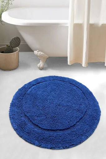 Covoras de baie, L'essentiel Maison, Wolle, 90x90 cm, Albastru inchis