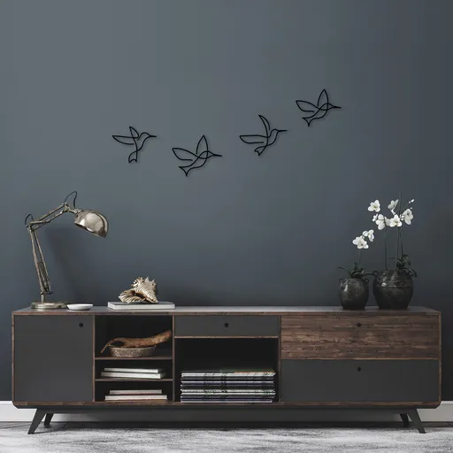 Decoratiune de perete, Birds, Dimensiune: 18 x 21 cm (1 bucată), Negru