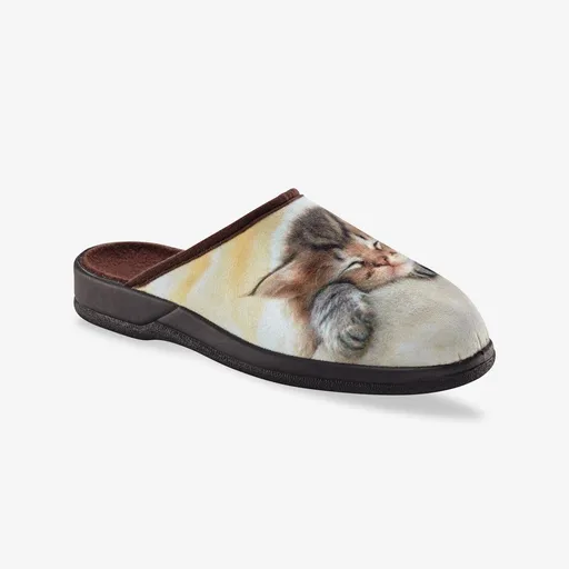 Papuci cu motiv de pisicuță adormită