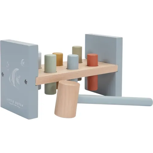 Little Dutch Hammerbank joc interactiv de lovit cu ciocanul din lemn Ocean Blue 1 buc