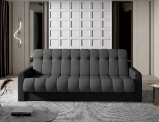 Canapea extensibila 3 locuri ELTAP, Garett, 212x85x90 cm, lemn/poliester, gri inchis/negru