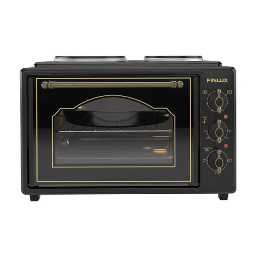 Cuptor electric cu 2 plite Finlux FMC-3535B, 35 L, 1400 W, 3 functii, Email, Negru