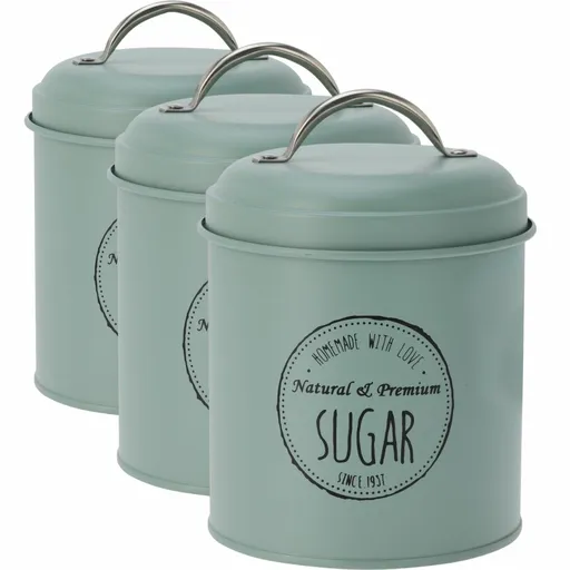 Set de cutii metalice Excellent Houseware pentrualimente 11 x 16 cm, 3 bucăți, verde, verde, S