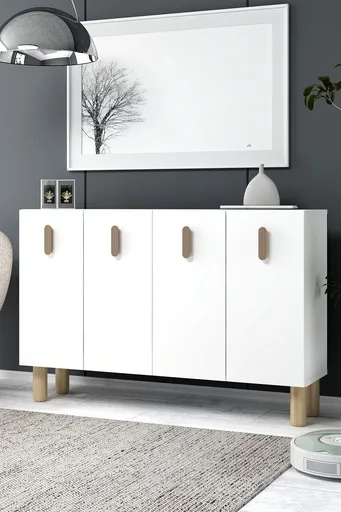 Consola, Hanah Home, 8182KM-64, 120x75x29.6 cm, PAL , Stejar alb / safir