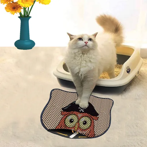 Covoras litiera pentru colectarea granulelor de nisip, Paws & Whiskers, Kdkafa0078, 50% PVC/50% poliester, Multicolor