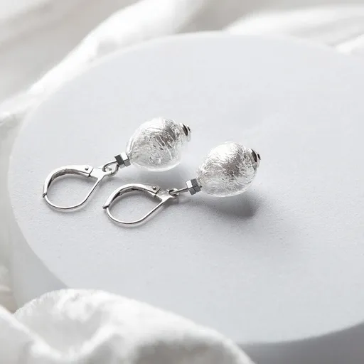 Lampglas Cercei strălucitori Moon Nude cu argint pur în perle ENM4/AG/RHO