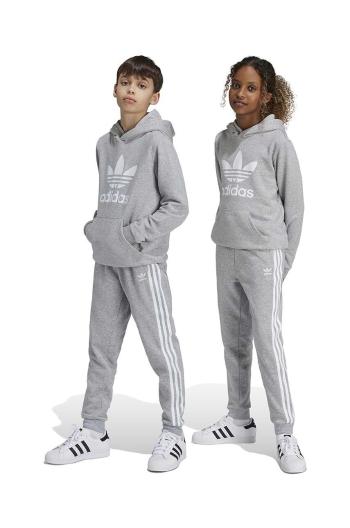 Dětské tepláky adidas Originals TREFOIL PANTS šedá barva, melanžové, IY7485