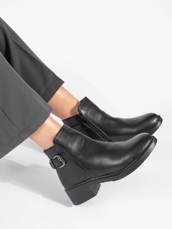 Botine negre excelente pentru femei cu toc lat