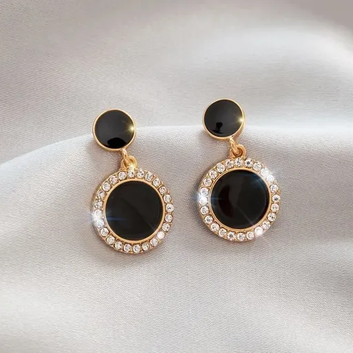 Cercei Rotunzi Black Rhinestone - 9588912