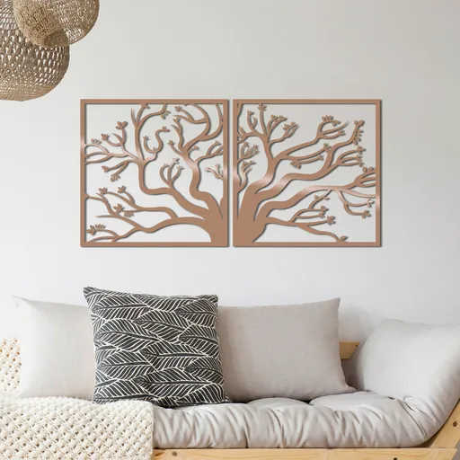 Decoratiune de perete, Tree2, 100 x 50 cm, Cupru
