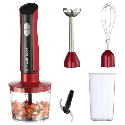 Blender 3 în 1 Russel Hobbs Desire 27140-56, 500W, 600+500 ml, 2 viteze + puls, Otel inoxidabil, Fara BPA, Rosu