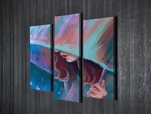 Tablou decorativ, UC104, Cadru: 100% LEMN (grosime: 3 cm), Multicolor