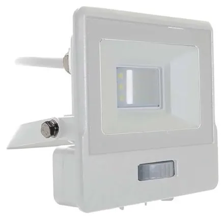 Reflector LED SMD 10W 6400K IP65 cu senzor miscare - alb V-TAC SKU-20294