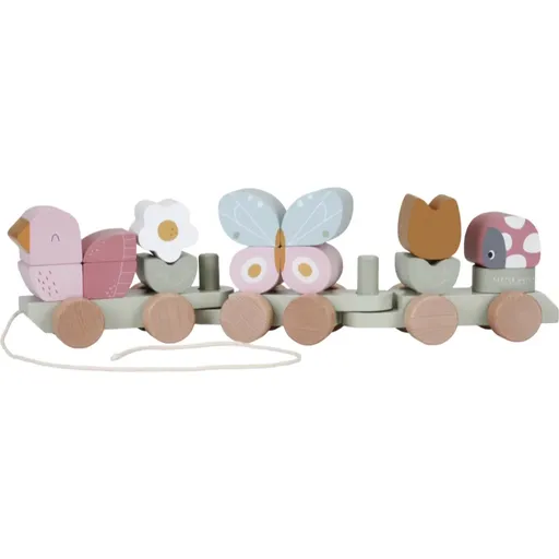 Little Dutch Train Flowers & Butterflies trenuleț din lemn 18 m+ Flowers & Butterflies 1 buc