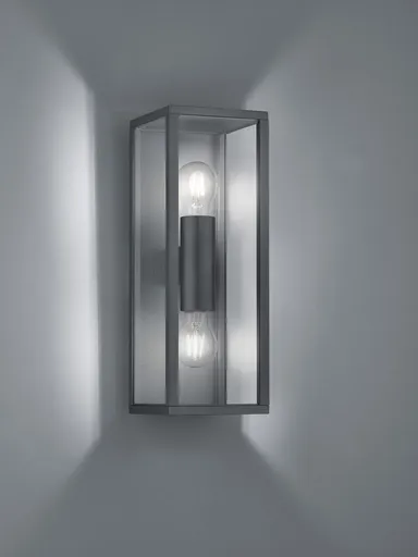 Aplica de perete pentru exterior Garonne, TRIO, 14x13.5x38 cm, 10W, 2x E27, aluminiu, antracit