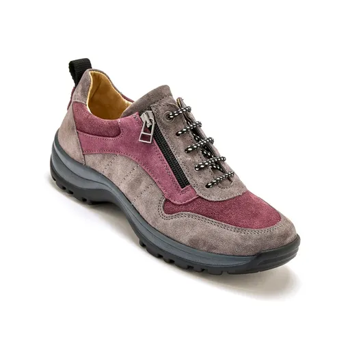 Pantofi sport din piele pentru drumeții PEDICONFORT cu fermoar și șireturi Grande Largeur