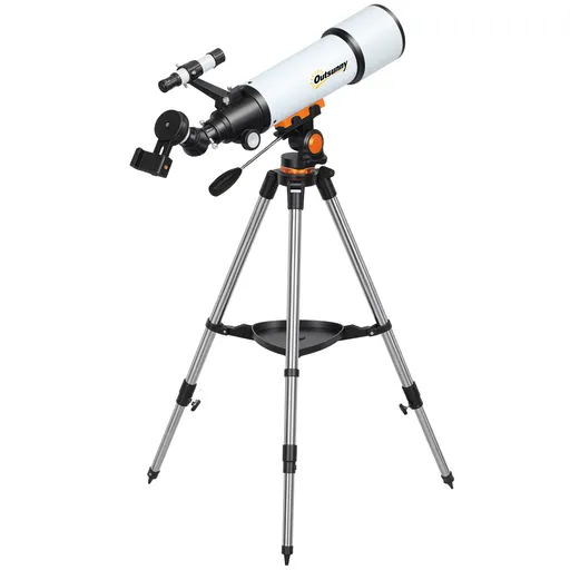 Outsunny Telescop Astronomic 80mm cu Montură EQ, 2 Lentile Oculare și Adaptor Smartphone, 92x92x130 cm, Alb și Negru | Aosom Romania