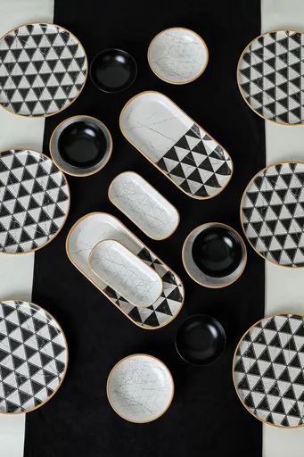 Set de mic dejun, Hermia, 275KRM1958, Antibacterian, Alb/Negru