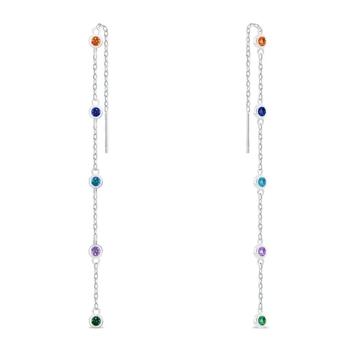 Brilio Silver Cercei lanț din argint cu zirconii colorați EA1006WRBW