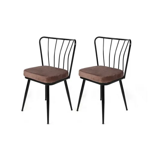 Set de scaune de sufragerie Yildiz Light Brown andBlack, 2 buc., maro deschis, 2 buc.