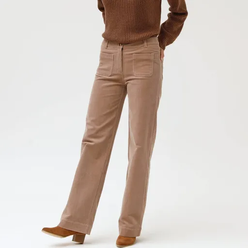 Pantaloni largi din catifea reiată, pentru înălțime medie