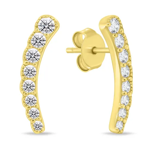 Brilio Silver Cercei lungi placați cu aur cu zirconii EA468Y