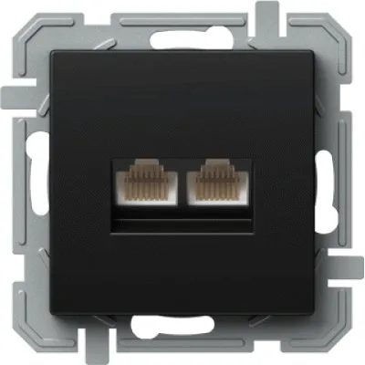 PRIZA, CAT5E KS DUBLA, 2X RJ45 8/8 NEGRU, TEM Modul TEM-KQ39BKXO-U