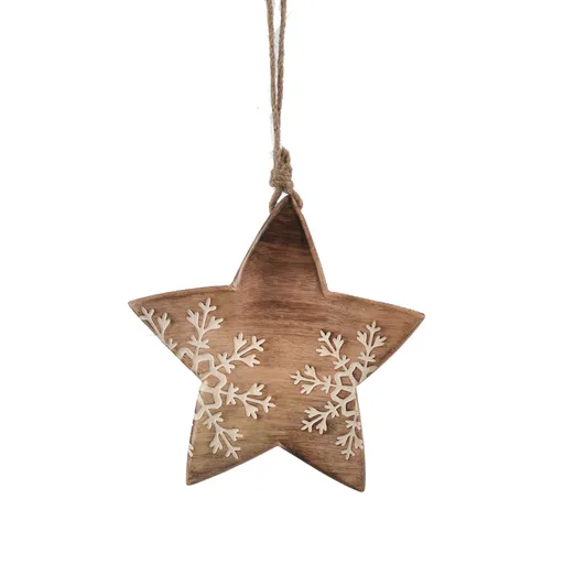 Decorațiune din lemn de mango 4Home Snowflake Star, 20 cm