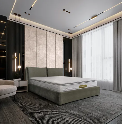 Saltea Ortopedica, Dakota, 180x200x34 cm, Arcuri Pocket, 5 cm spuma Memory, 7 Zone de Confort, fermitate medie