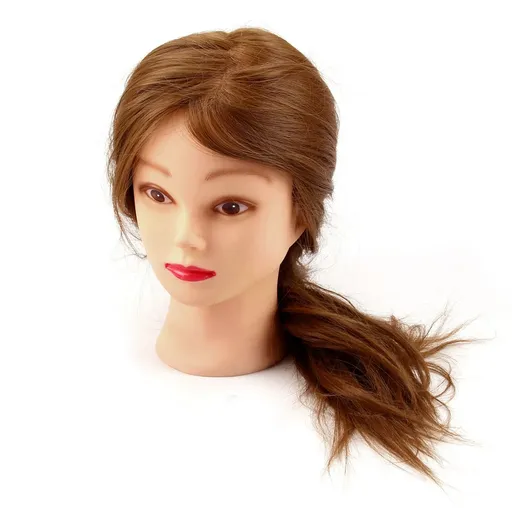 Cap Manechin Par Natural Lung 90%, Dana, pentru Coafat cu Placa si Ondulatorul, 55 cm + Suport Prindere