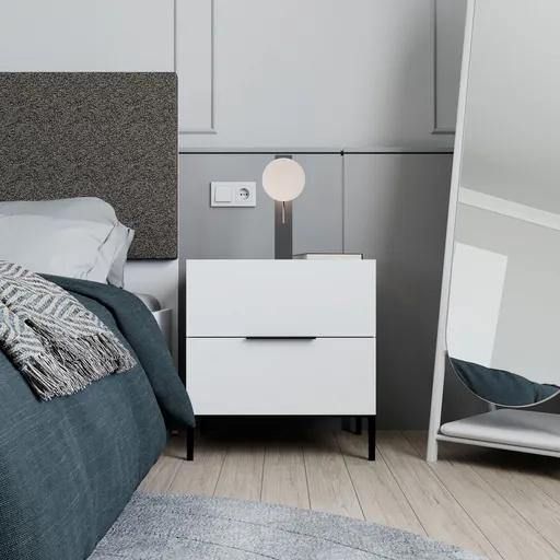 Noptiera, Hanah Home, Kmd-1720-Dd-1, 55x59x44 cm, Alb