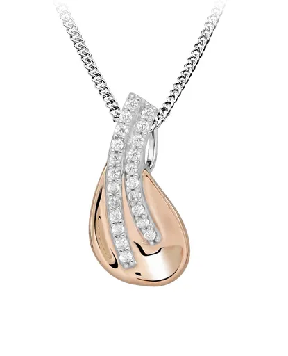 Silver Cat Colier elegant cu zirconii Bicolor SC606 (lănțișor, pandantiv)