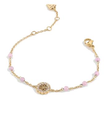 Guess Brățară fermecătoare cu margele, placată cu aur Natural Stones JUBB03074JWYGLR 19.5 cm