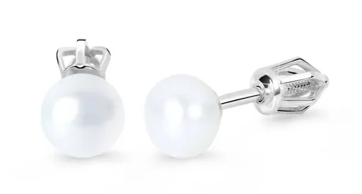 Cutie Jewellery Cercei eleganți din aur alb perlă Z8002-30-C4-X-2