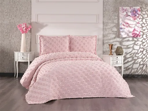 Set cuvertura de pat dubla 3 piese, L'essentiel Maison, Hayal, Roz pudra
