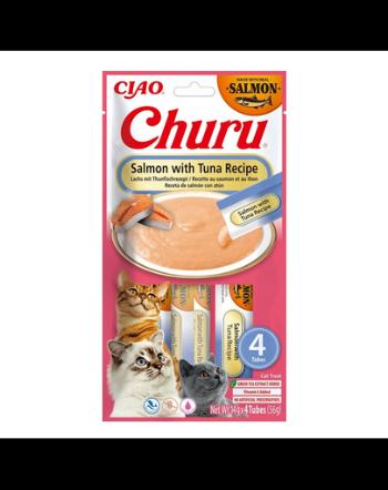 INABA Churu Cat Salmon with Tuna 4x14g gustare pentru pisici cu somon si ton