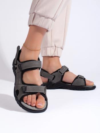 Sandale de designer pentru femei gri cu toc plat