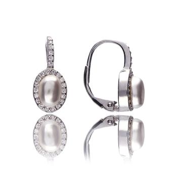 MOISS Cercei eleganți din argint cu perle și zirconiu cubic E0002226