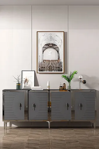 Consola, Hanah Home, Tuna 180, 180x75x32 cm, PAL , Antracit / Argintiu