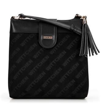 Dámska crossbody z ekokože s logom čierna 99-4Y-521-1  