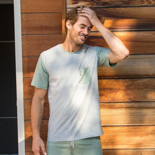 Cămașă de pijama în două tonuri cu mâneci scurte