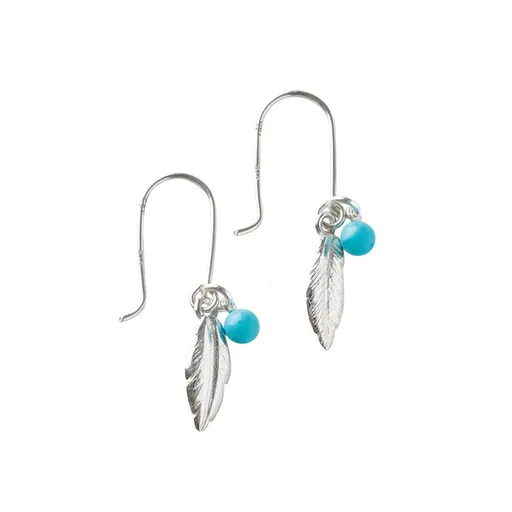 Cercei pană din argint cu turcoaz