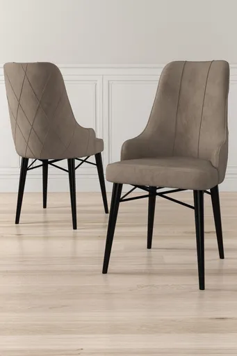 Set scaune 6 piese, Hanah Home, Neta, Cappuccino / Negru