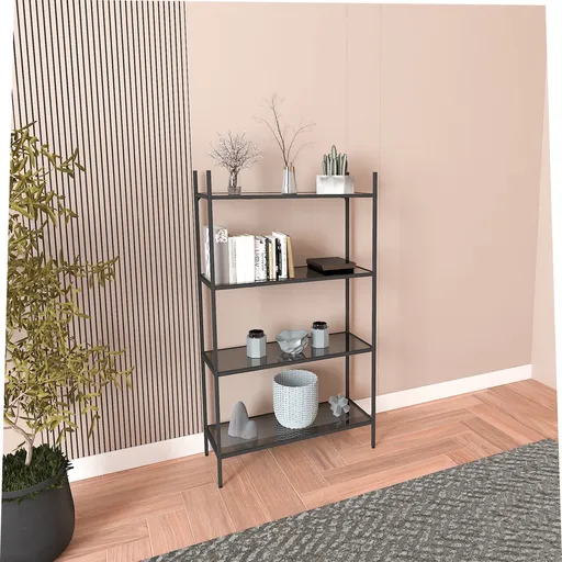 Corp biblioteca, Hanah Home, Marta, 80x126x30 cm, Negru