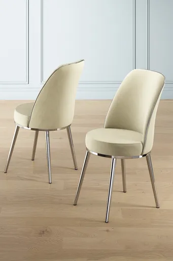 Set scaune 4 piese, Hanah Home, Pefa, Crem / Crom