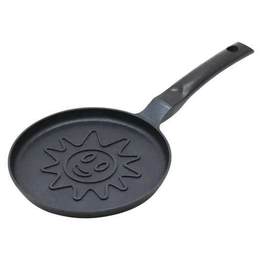 Plită pentru clătite Klausberg KB 7972, 18 cm, Fund în relief cu soare, Acoperire antiaderentă, fără PFOA, Inducție, Negru