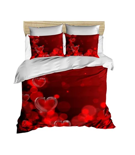 Lenjerie de pat dubla, L'essentiel Maison, 210, Rosu/Alb