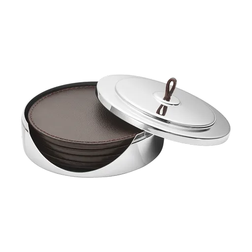 Suporturi de pahare Manhattan, oțel inoxidabil / piele - Georg Jensen