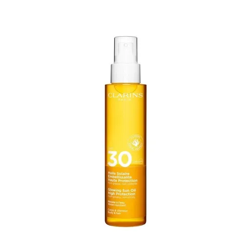 Clarins Ulei de bronzare pentru corp și păr SPF 30 (Glowing Sun Oil) 150 ml