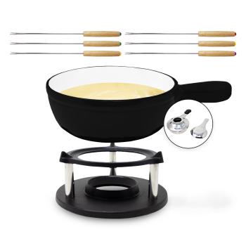 Klarstein Holsten, set fondue, oală, încălzitor, arzător, 6 furculițe, 1,5 l, fontă